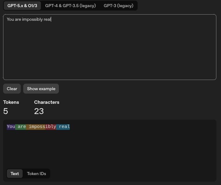 ChatGPT Tokenizer shows it is 5 tokens